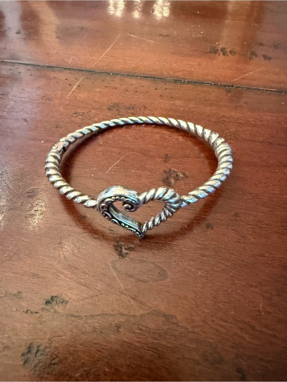 Brighton Silver Twisted Heart Bangle Bracelet